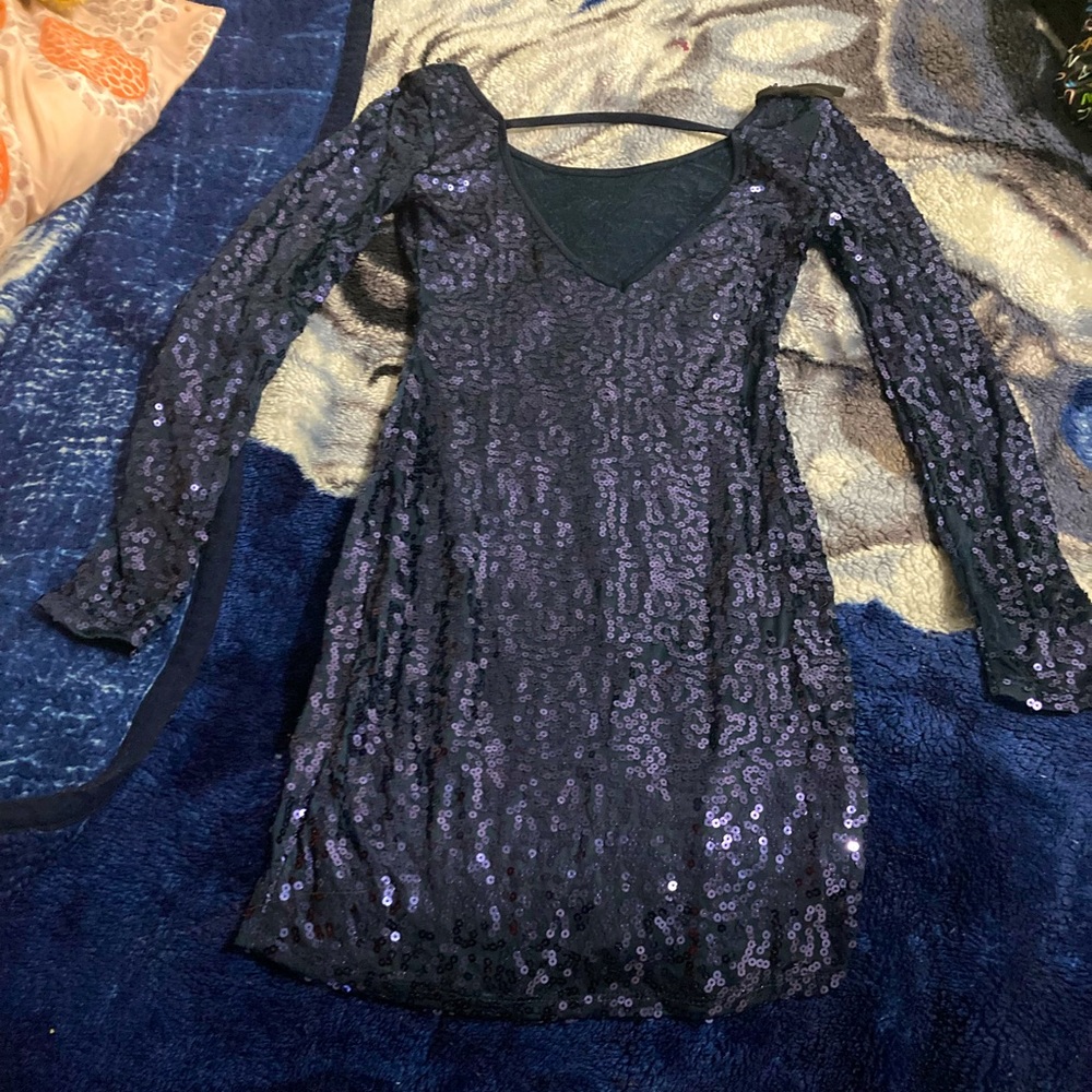 Navy blue glittered dress